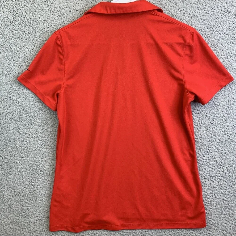 Nike 1NE Logo‎ Mens Polo Polyster Shirt Red Sz Large Short Sleeve